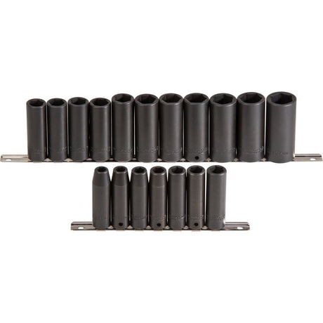 1/2 in Drive 18 Piece Deep Impact Socket Set 6 Point J72149M