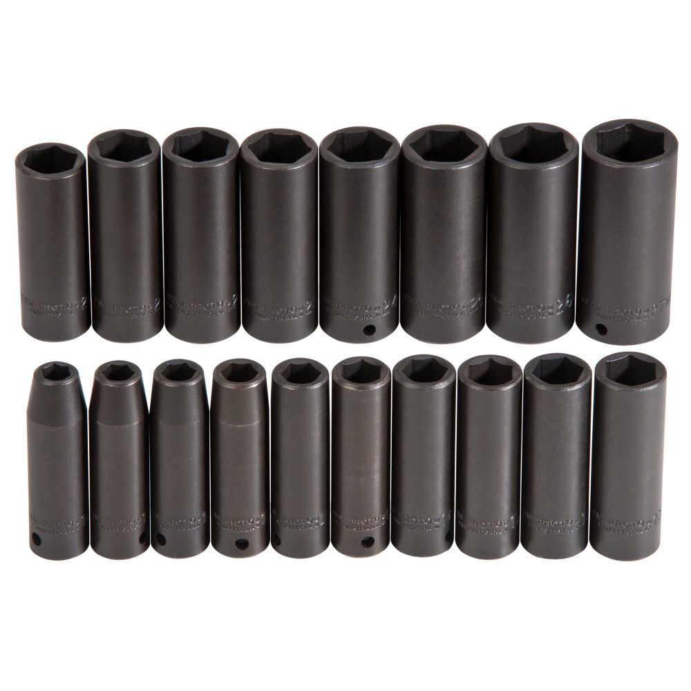 1/2 in Drive 18 Piece Deep Impact Socket Set 6 Point J72149M