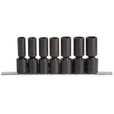 1/2 in Drive 7 Piece Deep Metric Universal Impact Socket Set 6 Point J72147M