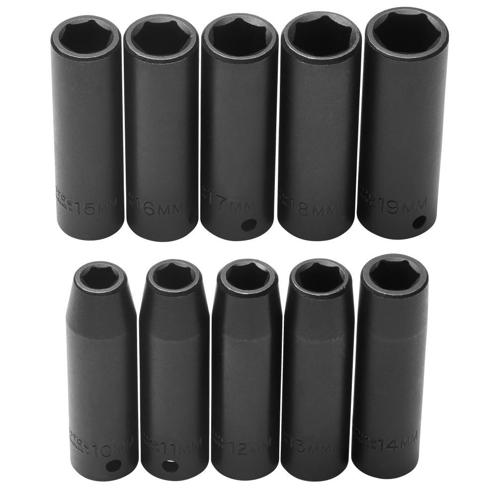 1/2in Drive 6pt Deep Metric Impact Socket Set 10pc J74212