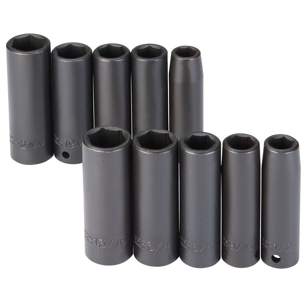 1/2in Drive 6pt Fractional & Metric Impact Socket Set 10pc J74201