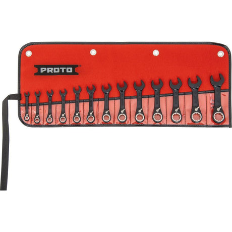 13 Piece Metric Combination Stubby Reversible Ratcheting Wrench Set Spline JSCVMS-13S