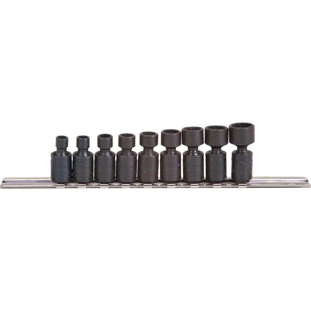 1/4in Drive 12pt Metric Universal Socket Set 9pc J62133M