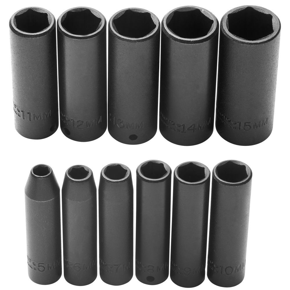 1/4in Drive 6pt Deep Metric Impact Socket Set 11pc J69212