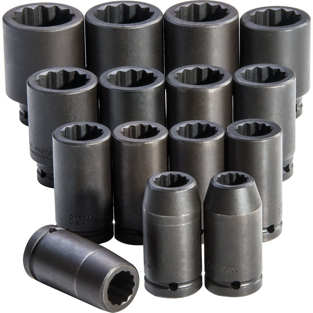 3/4in Drive 12pt Deep Metric Impact Socket Set 15pc J72104M