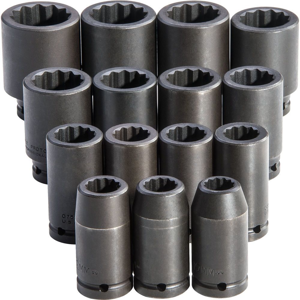 3/4in Drive 12pt Deep Metric Impact Socket Set 15pc J72104M