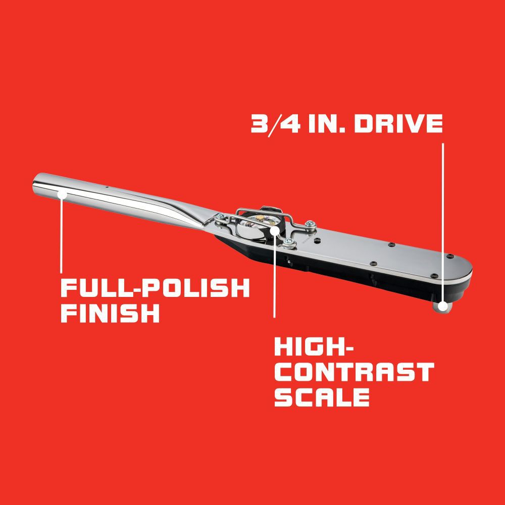 3/4in Drive Dial Torque Wrench 70-350 ft/lbs J6134F