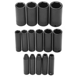 3/8 in Drive 15 Piece Deep Impact Socket Set 6 Point J72116