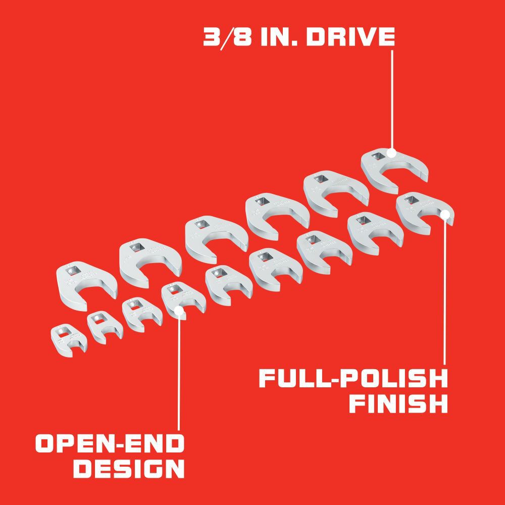 3/8 in Drive Crowfoot Wrench Set 15pc J49003CF
