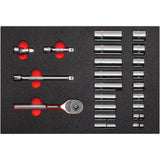 3/8in Drive 6 Point Foamed Socket Set 22pc J52134KV