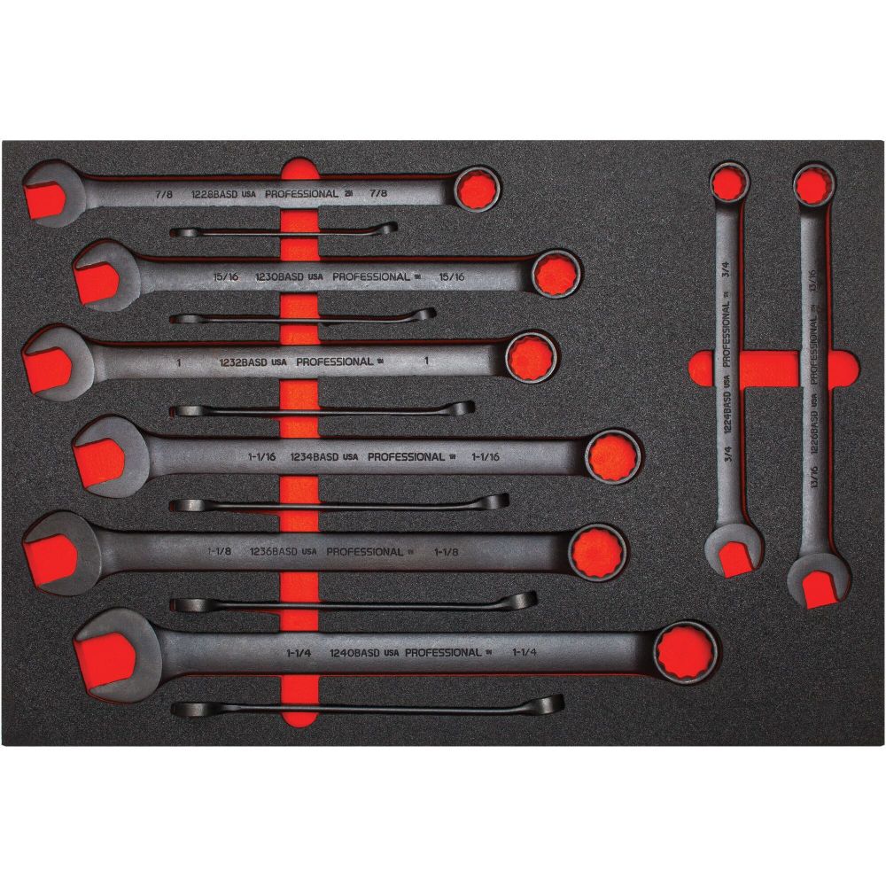 Combination Wrench 12pt Black Set 14pc with Foam Insert J1200FBASDKV