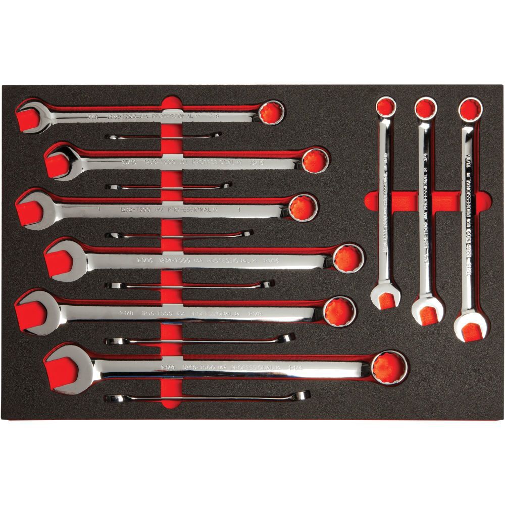 Combination Wrench with Foam Insert 15pc J1200F-T500KV