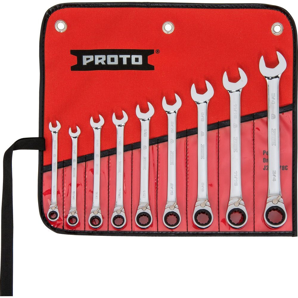 Full Polish Combination Reversible Ratcheting Wrench Set 12 Point 9pc JSCVT-9S