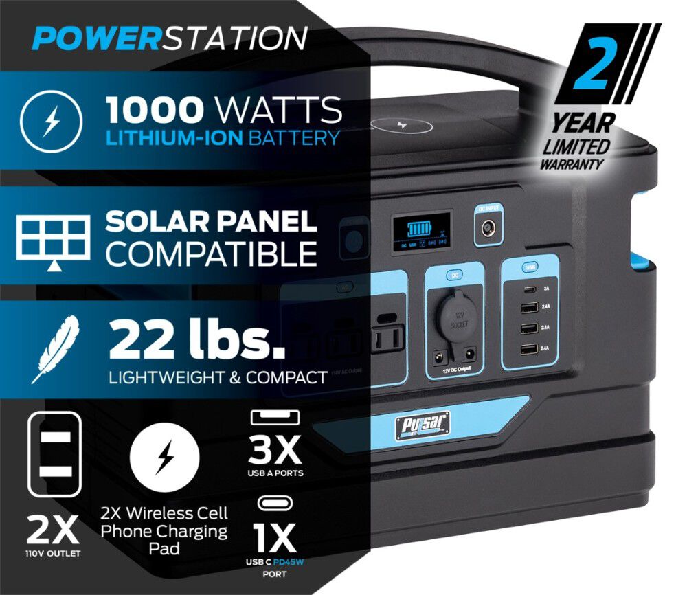 1000 Watt Lithium Ion Portable Power Station PPS1000