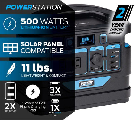 500 Watt Lithium Ion Portable Power Station PPS500