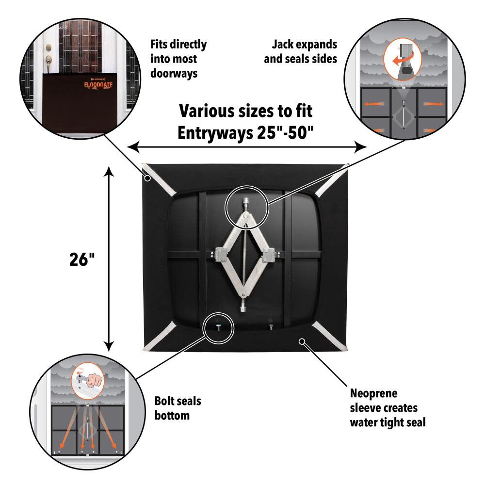 Expanding Doorway Flood Barrier Fits 30 in. to 35 in. QDFG30