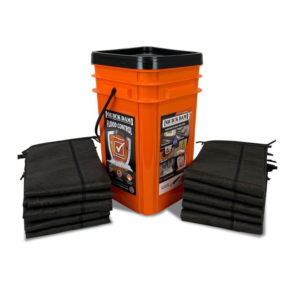 Grab and Go Flood Kit Includes 10- 5ft Flood Barriers in Bucket QDGG5-10