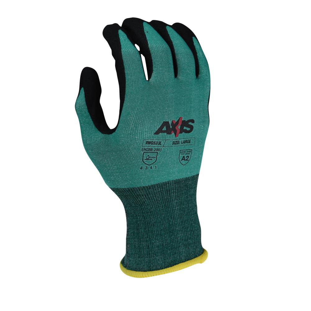 AXIS Cut Protection Level A2 Foam Nitrile Coated Glove, Large RWG533TL