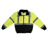 Class 3 Two in One High Visibility Bomber Safety Jacket Green Black Bottom 3X SJ110B-3ZGS-3X