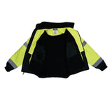 Class 3 Two in One High Visibility Bomber Safety Jacket Green Black Bottom 3X SJ110B-3ZGS-3X