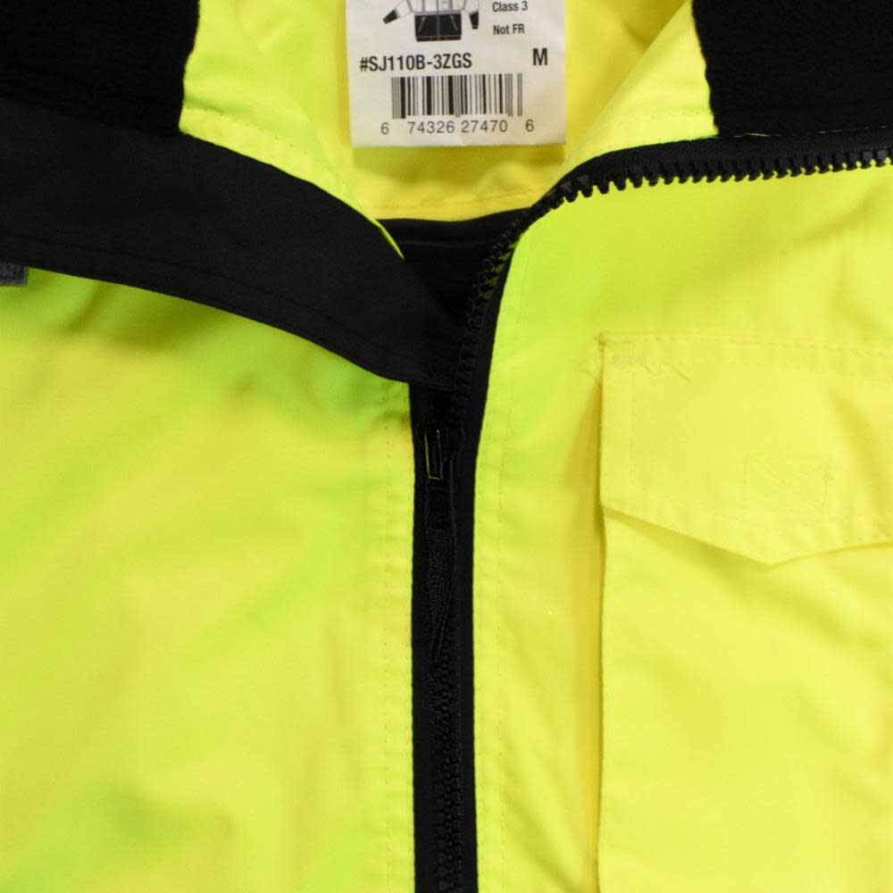 Class 3 Two in One High Visibility Bomber Safety Jacket Green Black Bottom 3X SJ110B-3ZGS-3X