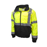 Class 3 Two in One High Visibility Bomber Safety Jacket Green Black Bottom 3X SJ110B-3ZGS-3X