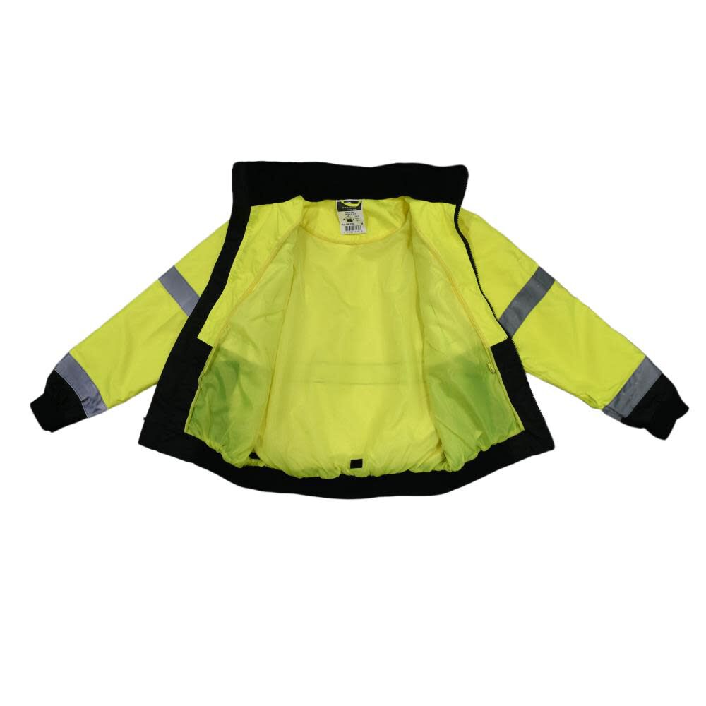 Class 3 Two in One High Visibility Bomber Safety Jacket Green Black Bottom 4X SJ110B-3ZGS-4X