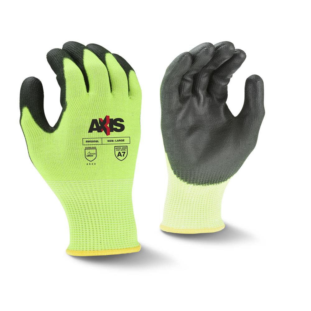 Radians AXIS Work Gloves Cut Level A7 Polyurethane Coated RWG558TR002
