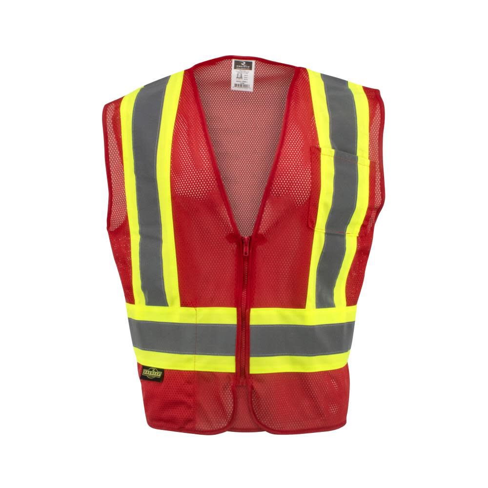 SV22-1 Economy Type O Class 1 Two Tone Safety Vest, Red, 2X-Large SV22-1ZRM-2X
