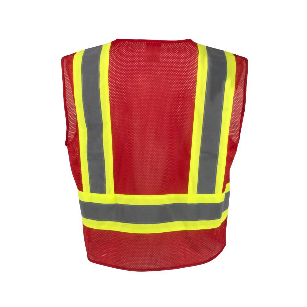 SV22-1 Economy Type O Class 1 Two Tone Safety Vest, Red, 4X-Large SV22-1ZRM-4X