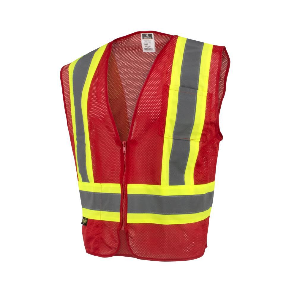 SV22-1 Economy Type O Class 1 Two Tone Safety Vest, Red, 4X-Large SV22-1ZRM-4X