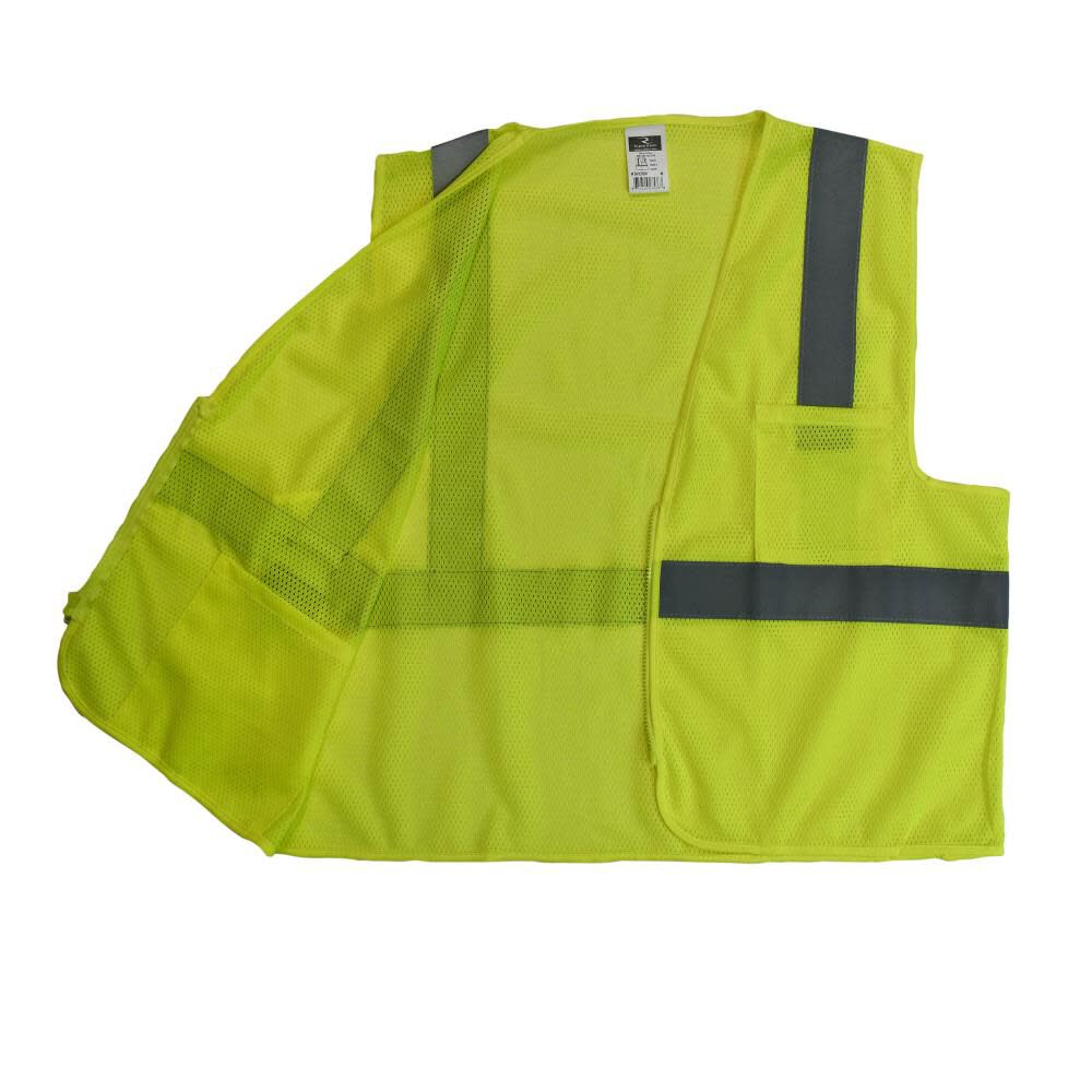 SV2Z Economy Type R Class 2 Mesh Safety Vest with Zipper Hi-Vis Green 4X SV2ZGM4X