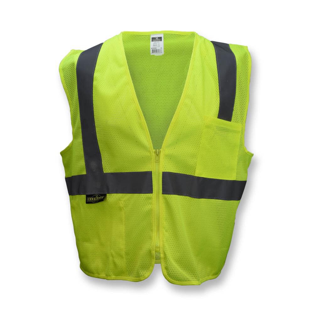 SV2Z Economy Type R Class 2 Mesh Safety Vest with Zipper Hi-Vis Green 4X SV2ZGM4X