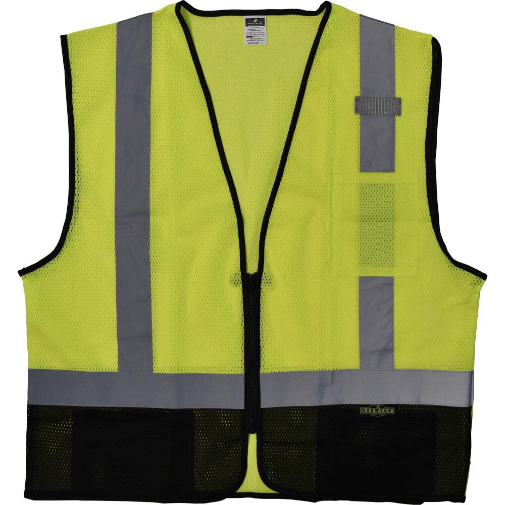 SV3B Black Bottom Economy Mesh Safety Vest, Green/Black, Large SV3B-2ZGM-L