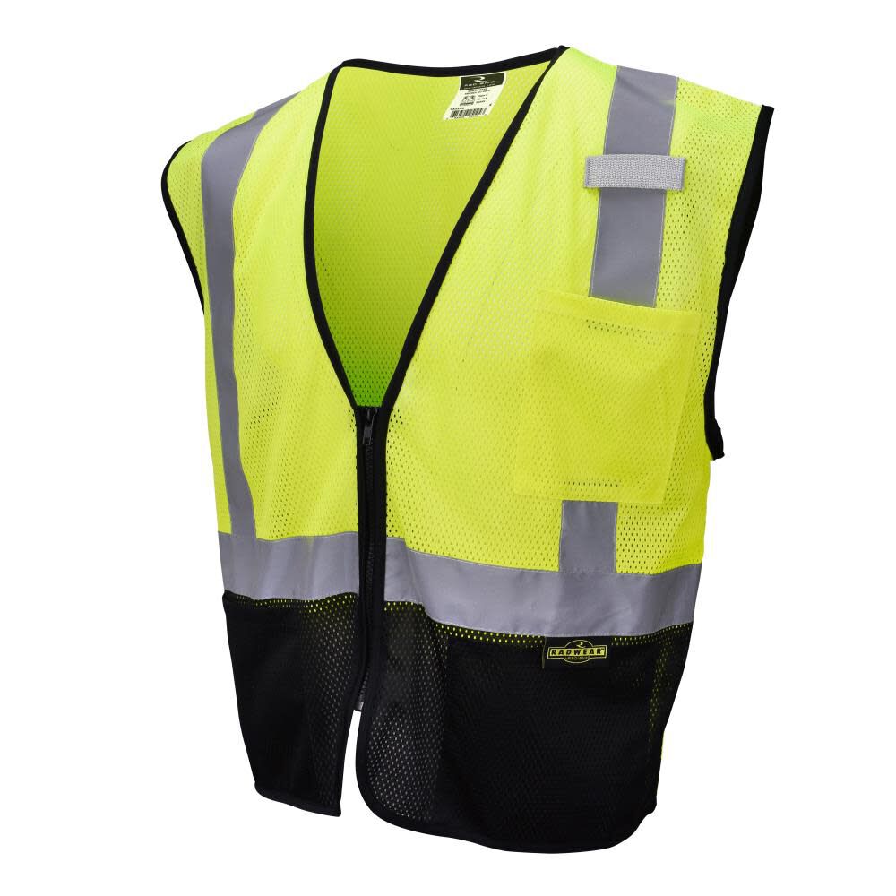 SV3B Black Bottom Economy Mesh Safety Vest, Green/Black, Large SV3B-2ZGM-L