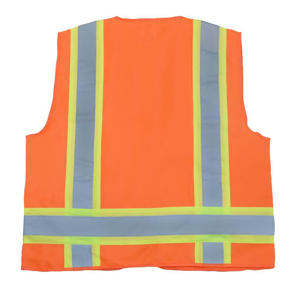 SV62 Type R Class 2 Surveyor Heavy Duty Solid Twill Safety Vest, Orange, 5X-Large SV62-2ZOT-5X