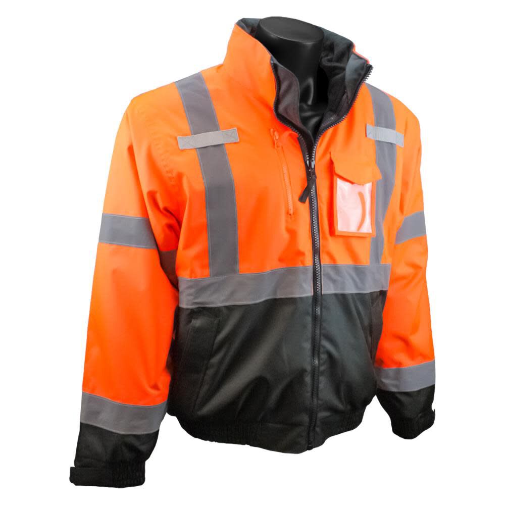 Three in One Deluxe High Visibility Bomber Jacket Orange Black Bottom XL SJ210B-3ZOS-XL