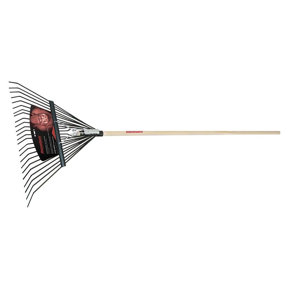 Razor-Back 24 Tine Steel Head Leaf Rake with 54in Wood Handle 2911200