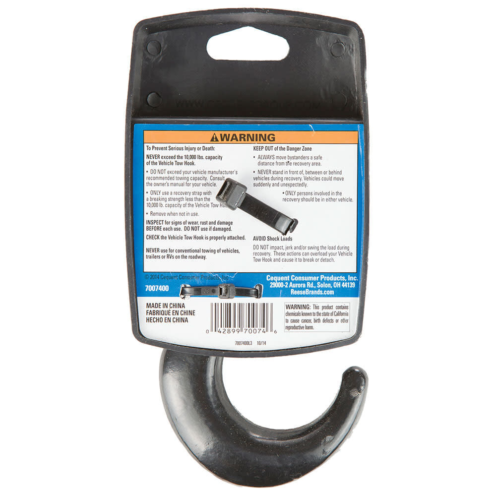 10000 lbs Black Universal Bolt On Tow Hook 8470460