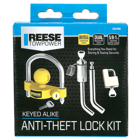 Chrome Keyed Trailer Hitch & Coupler Anti Theft Lock Kit 8475055
