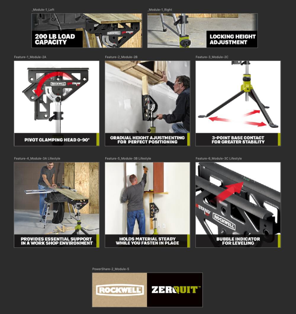 Rockwell RK9034 Jaw Stand XP Work Support Stand RK9034