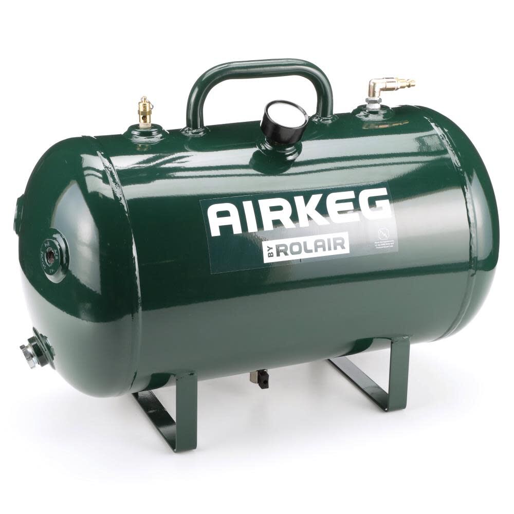 10 Gallon 225 PSI Portable Reserve Air Tank with Four 1/4in Couplers AIRKEGPLUS