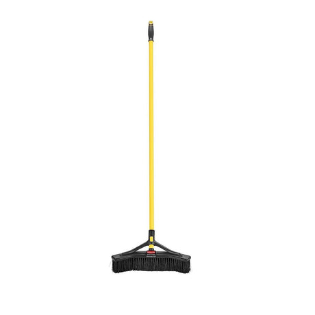 18in Black Polypropylene Medium Push Broom with Steel Handle 2018727