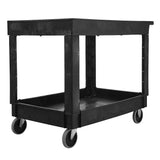 500 Lbs Medium Black Flat Handle Utility Cart with Lipped Shelf FG9T6700BLA