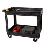 500 Lbs Medium Black Flat Handle Utility Cart with Lipped Shelf FG9T6700BLA