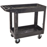 500 Lbs Small Black Flat Handle Utility Cart with Lipped Shelf FG450089BLA