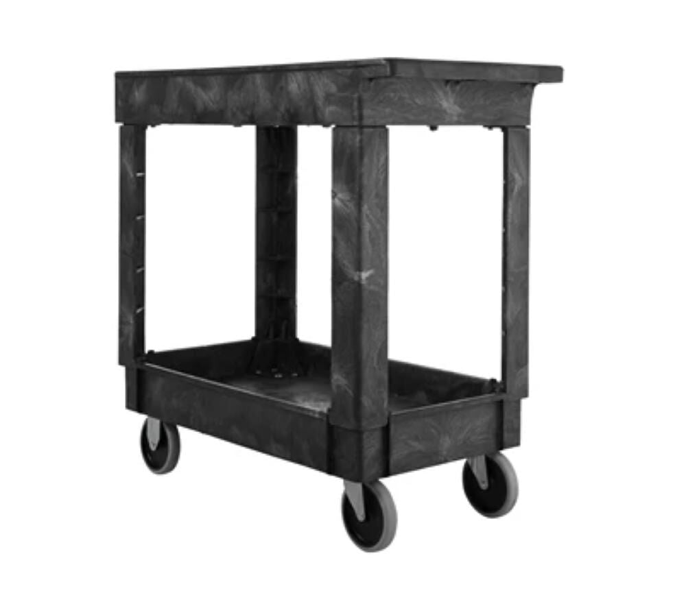 Heavy Duty Utility Cart with Flat Handle & 2 Shelfs FG9T6600BLA