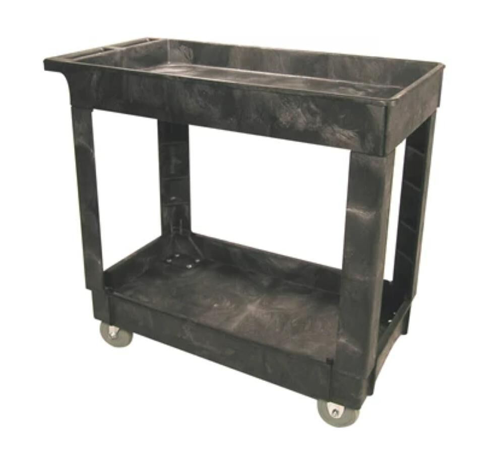 Heavy Duty Utility Cart with Flat Handle & 2 Shelfs FG9T6600BLA