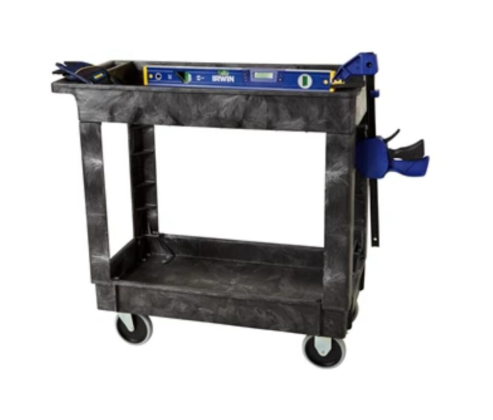 Heavy Duty Utility Cart with Flat Handle & 2 Shelfs FG9T6600BLA