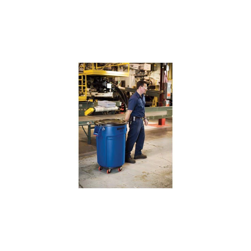 Vented Brute 10 Gallon Blue Resin Free-Standing Round Container 1779699